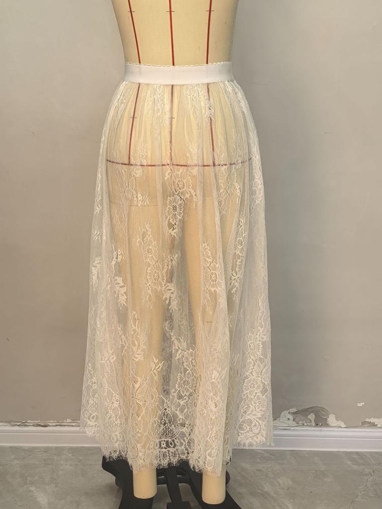 European and American women's summer new dark gothic lace sheer skirt, long skirt, gothic trending buzzword