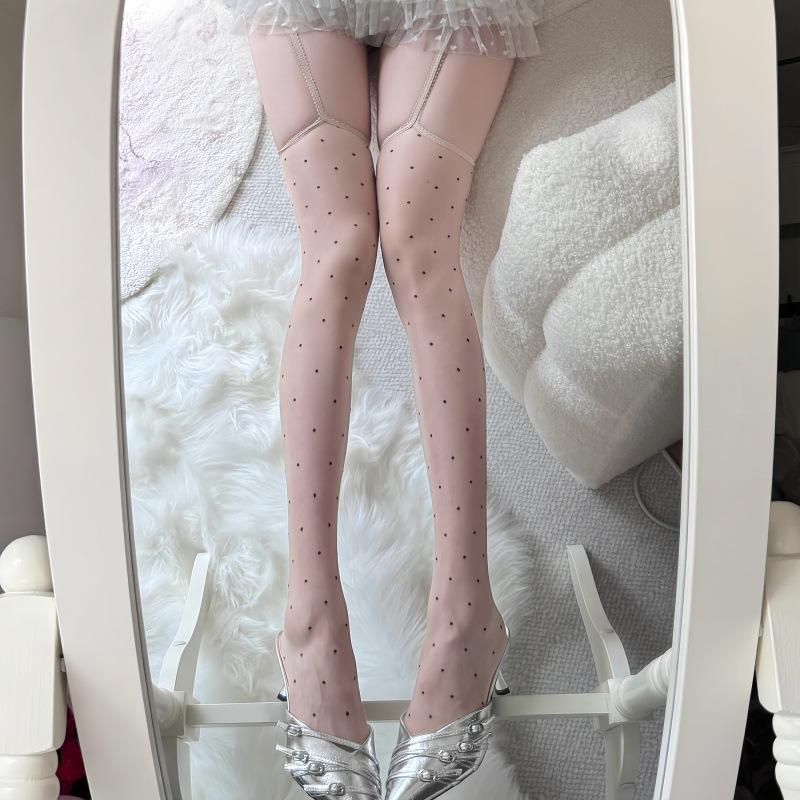 Ultra-Thin Aurora Oily Suspender Stockings Pure Polka Dot Od Lace Sex Silk Is Good To Wear Suspender Integrated Socks