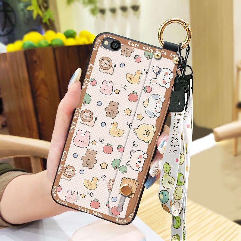 Anti-knock Back Cover Phone Case For Xiaomi Redmi GO Wrist Strap Durable Wristband Silicone Cute Waterproof Protective