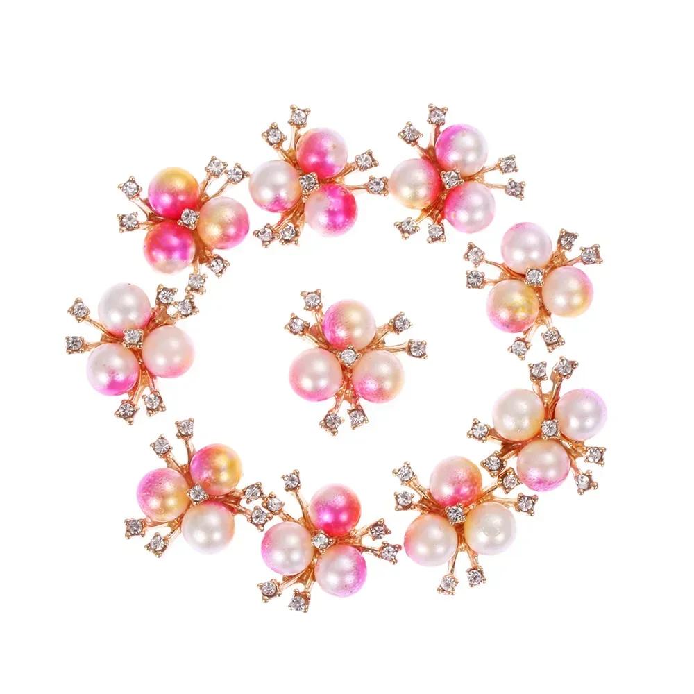 Boutons Strass Fleur 25 mm Bouton Perle Vêtements DIY Alliage Diamant Cryustal Accessoires Noeud Vêtement Décoratif Couture