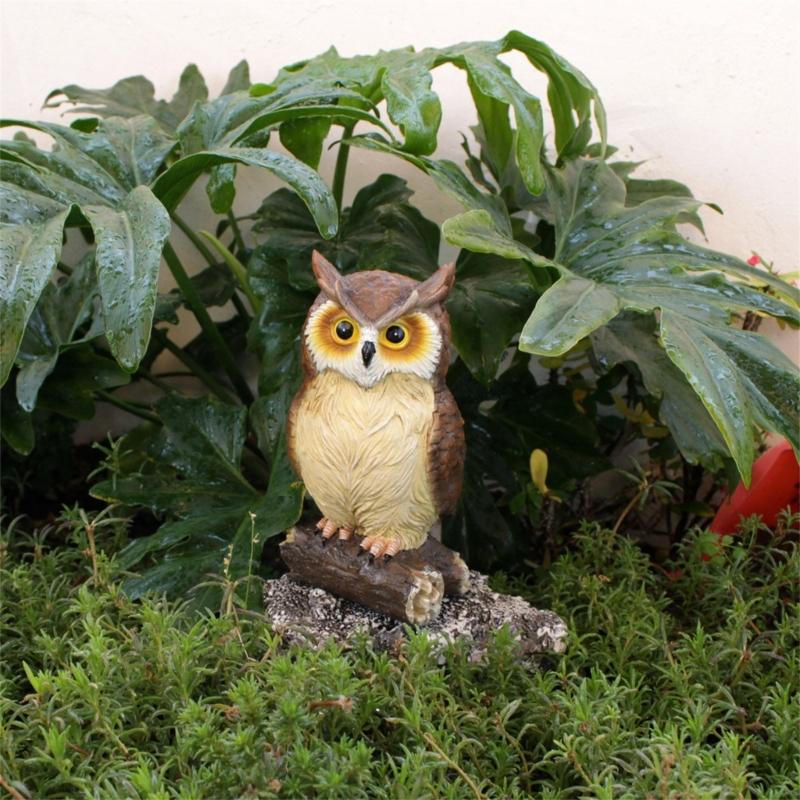 Waterproof Cute Miniatures Garden Display Ornament Desktop Figurines Decor Resin Fake Owl Sculpture for Courtyard Patios