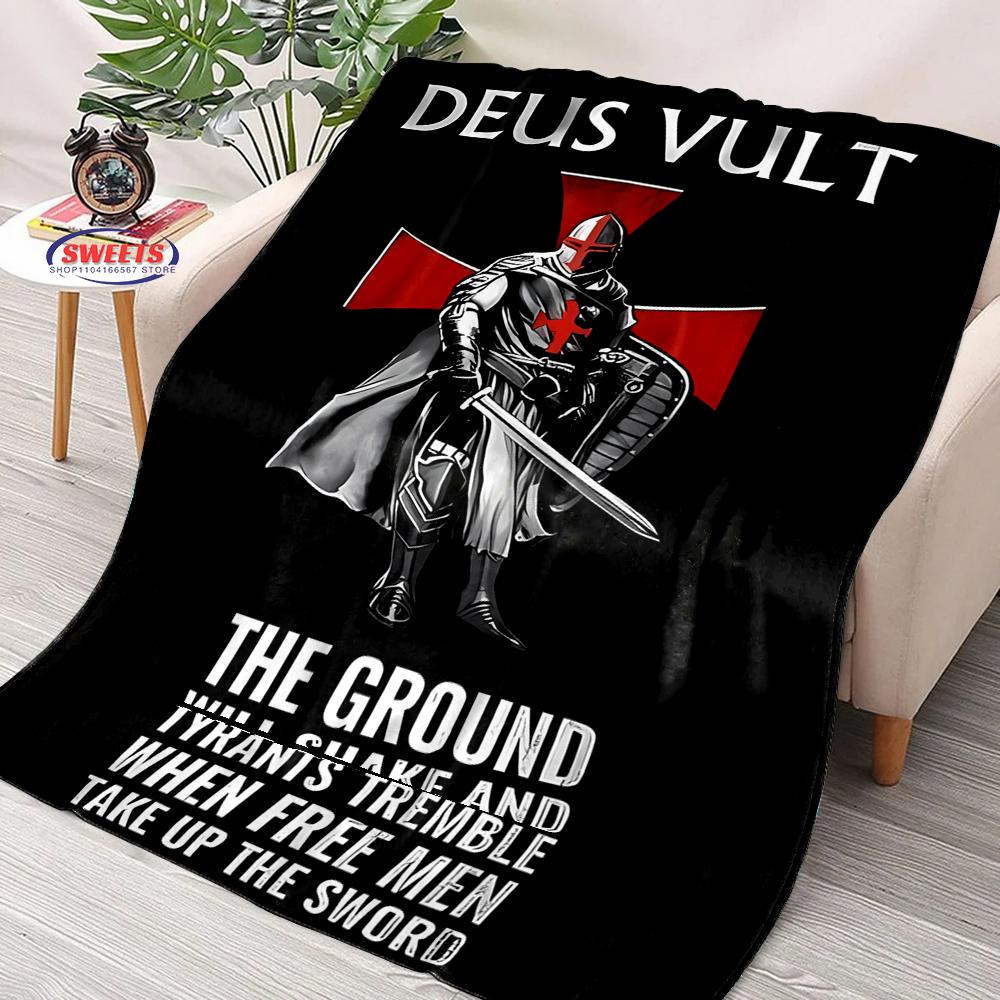Crusade Cross Templar Knight 3D Printed Flannel Blanket for Bed Bedroom Sofa Picnic Throw Blanket for Cover Outdoor Leisure Nap