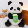 Cute Simulated Giant Panda Doll Plush Toy Holding Milk Tea Cup Doll Children's Birthday Gift for Girlfriend