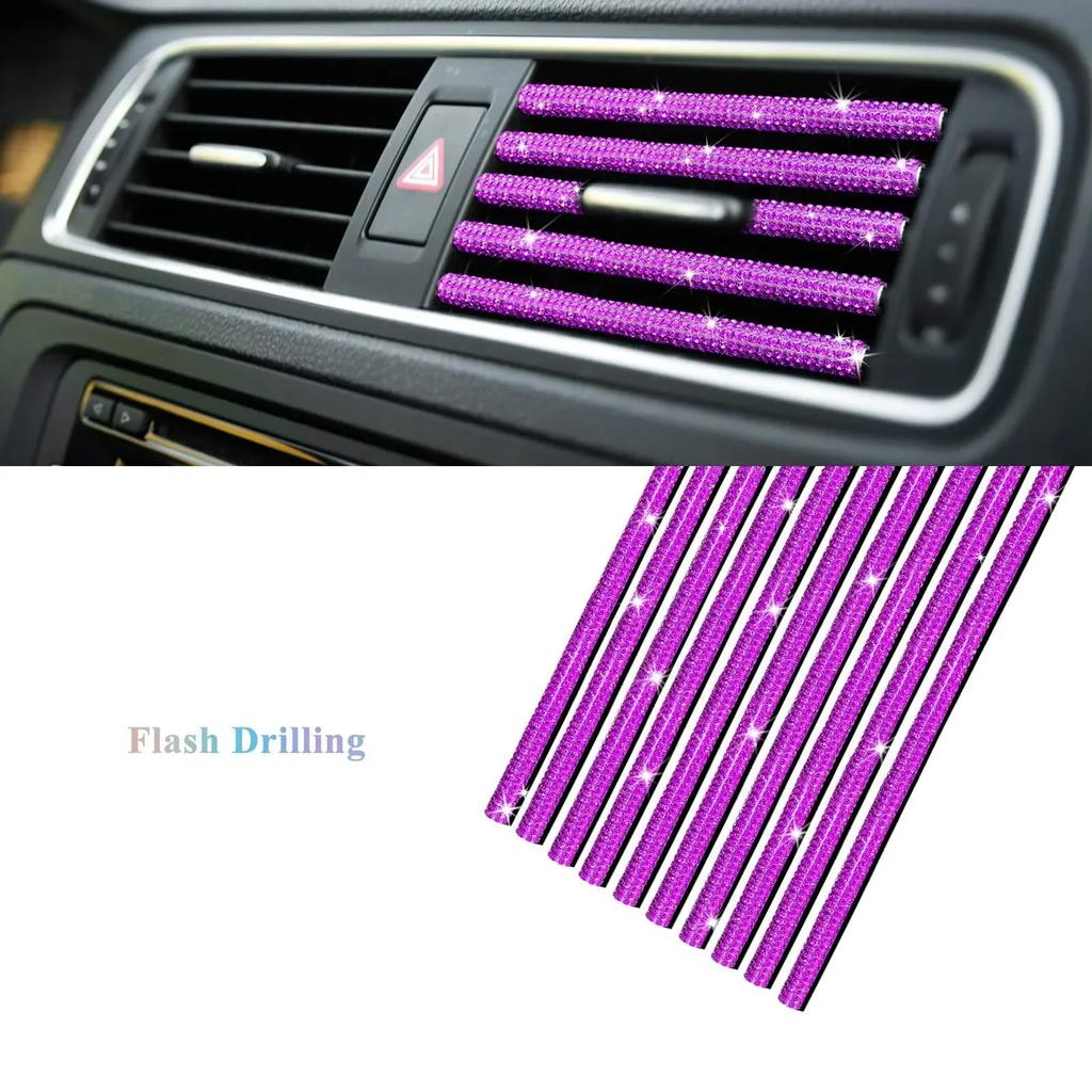 1/10Pcs Diamond Car Air Conditioner Outlet Strip Drill U Shape Rhinestone Clip Decoration Shiny Crystal Trim Strip Accessories