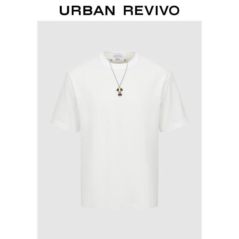 Men s Trendy Cotton T-shirt with Metal Pendant XS