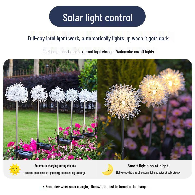 Solar Dandelion Lamp - Waterproof Outdoor Landscape Light with Ground Plug