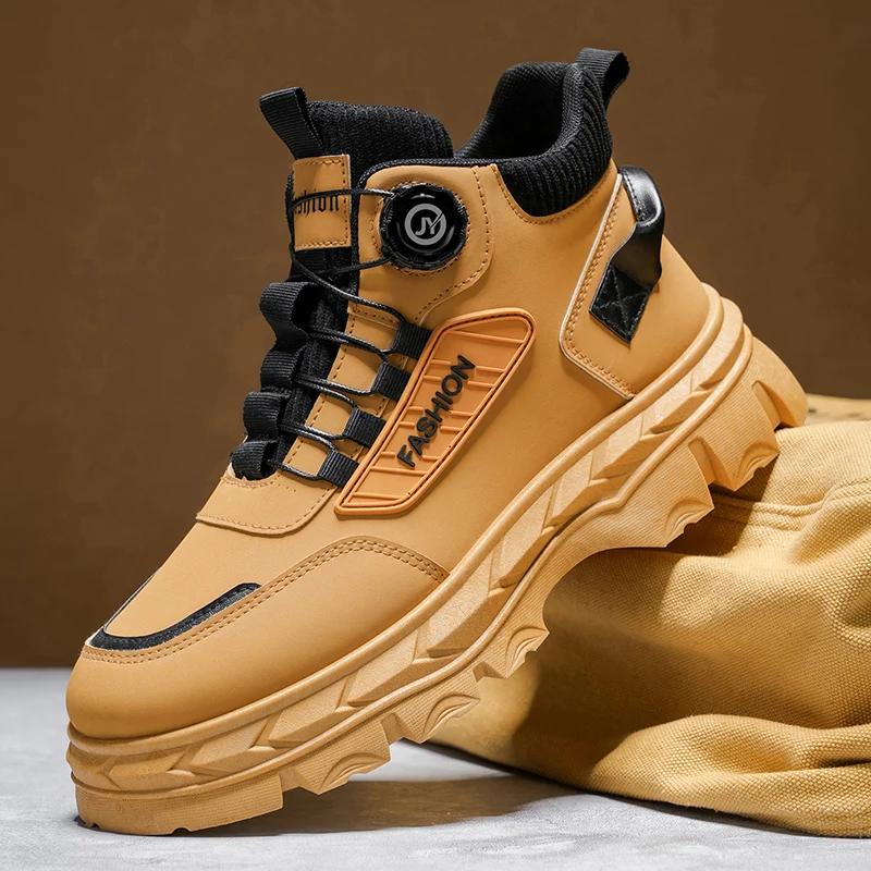 Projektant 2025 Nowe Buty Męskie Buty Codzienne Zimowe Gruba Podeszwa Skórzane Chelsea Kowbojskie Outdoorowe Do Pracy Do Kostki Sportowe