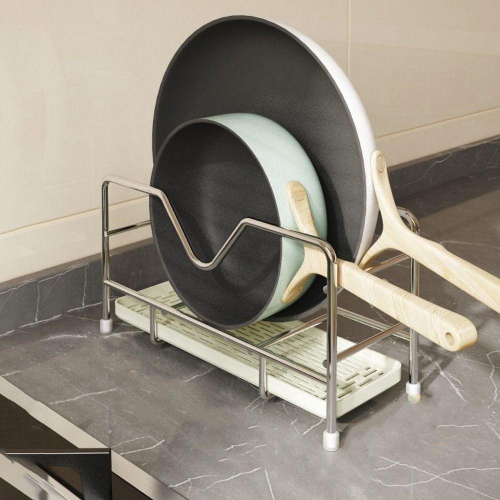 Space Saving Pot Pan Lid Holder Rustproof Pot Lid Rack Stable Cookware Storage Rack  Cabinet