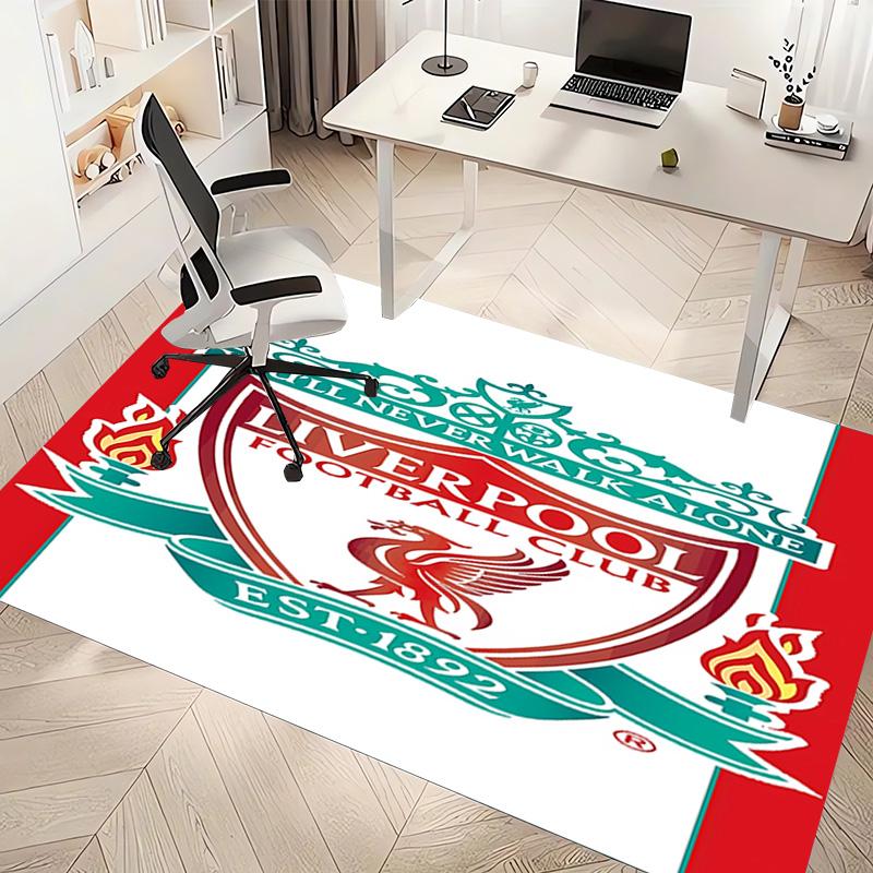1pc Liverpool FC logo Print Area Rug - Soft, Washable Non-Slip Indoor Mat, Living Room, Home Office Decorative Rug,Office Decorative