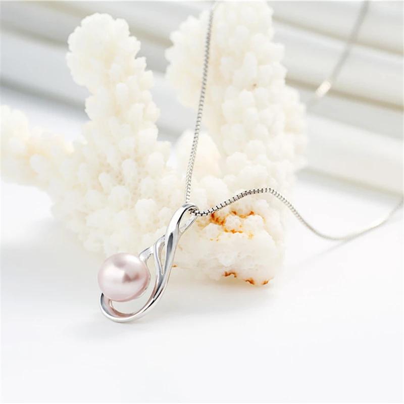 HENGSHENG Freshwater Pearl Elegant Women Pendant 925 Sterling Silver Fine Jewelry Concise Design Wing Pendant Necklace