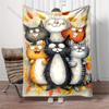 1PC Cute Cartoon Cat Group  Print Adult Children Warm Blankets Home Travel Car Soft Comfortable Suitable for All Seasons
