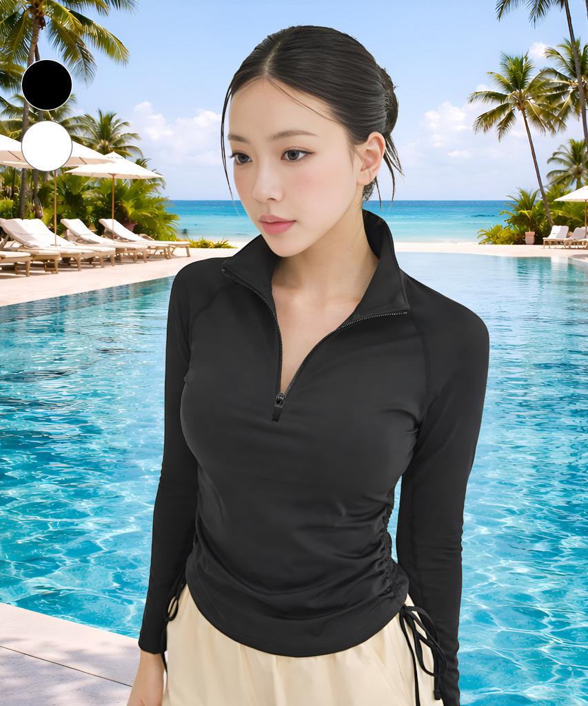 Helingbon Women'S Half-Zip String Shirred Rash Guard (2 Colors) / Rj392W