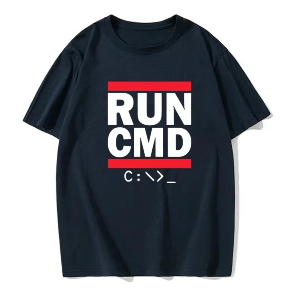 Men's Summer T-shirt Run Command Computer Programmer Letter Printed Casual Fashion Cotton T-shirt