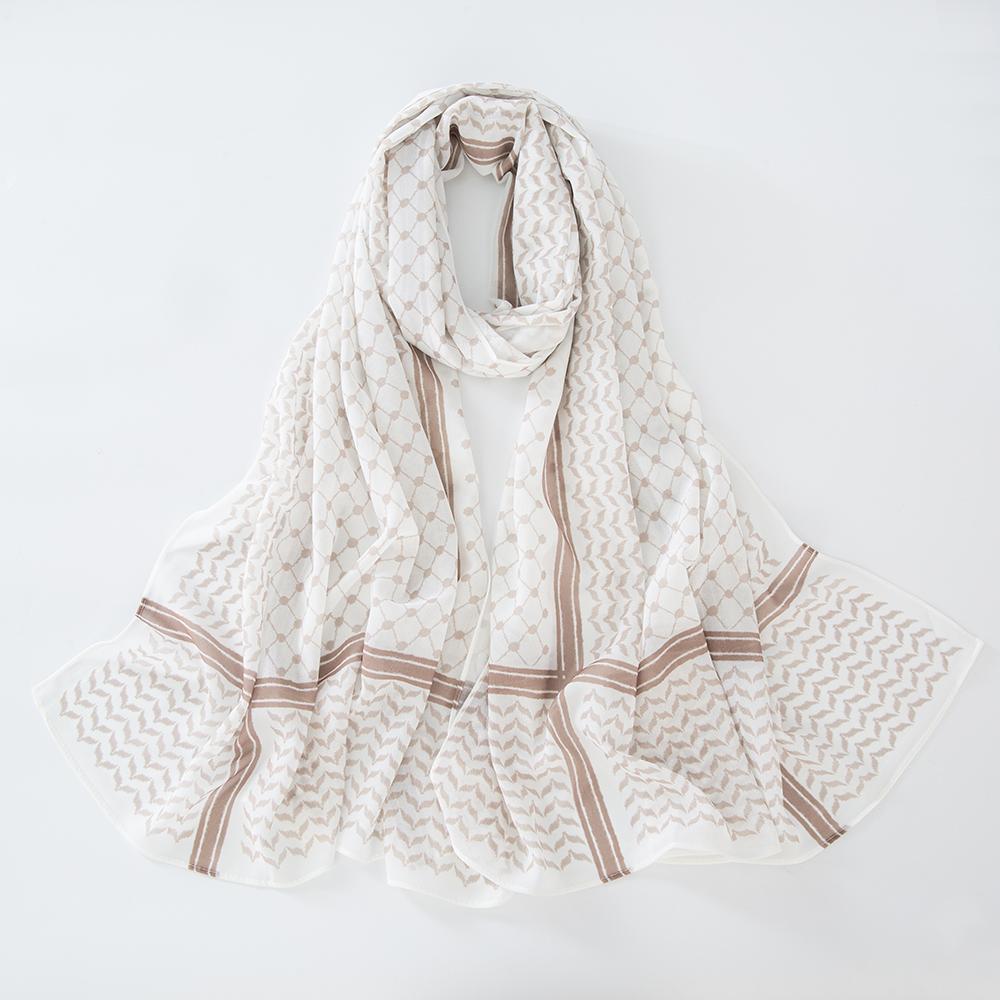 Newest Muslim Keffiyeh Hijab Chiffon Print Shawl Echarpe Keffyeh Fashion Ladies Soft Headwraps Geometric Style Arab Women Scarf
