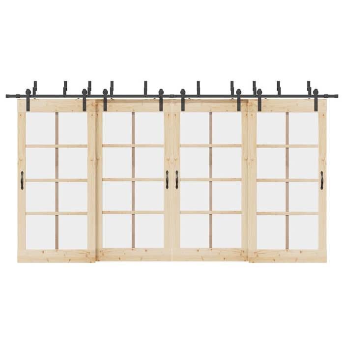 VidaXL Kit de quincaillerie de porte coulissante 427 cm acier noir, quincaillerie de porte coulissante, rail de porte de 3295744