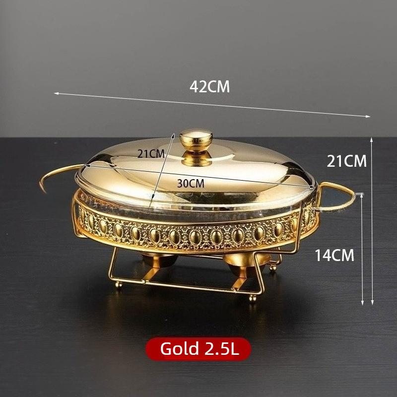 Heat Resistant Glass Buffet Stove Hotel Restaurant Food Insulation Container Heating Alcohol Stove Constant Temperature Stove