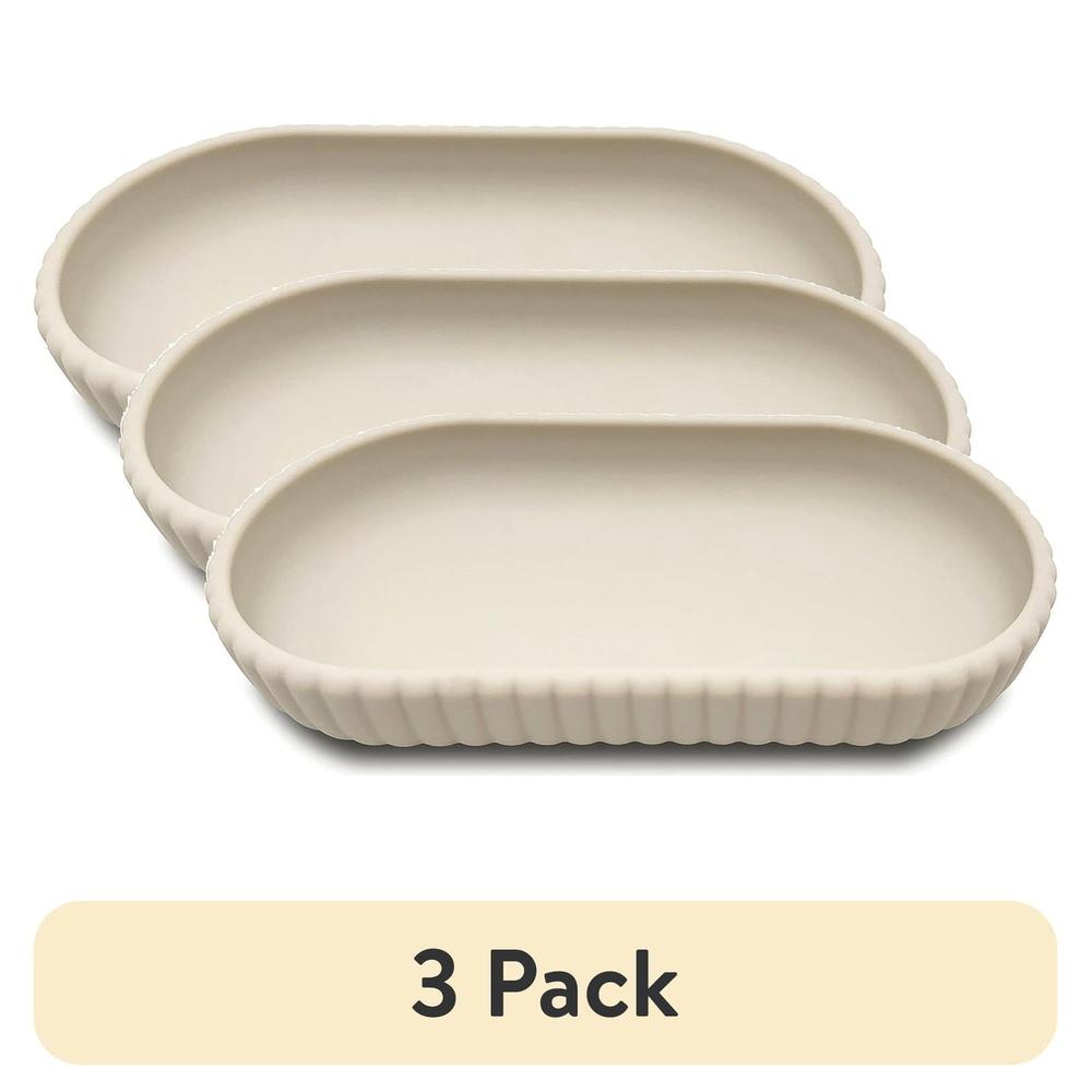 

Rubberized Plastic Accessory Tray Ribbed Storage Organizer Bathroom Soap Toothbrush Jewelry Makeup Chic Durable Design United States