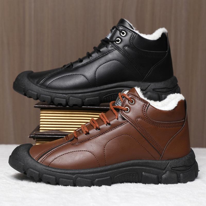New men's shoes winter warm cotton shoes piled thickened leather shoes men's large size business fashion soft sole casual shoes