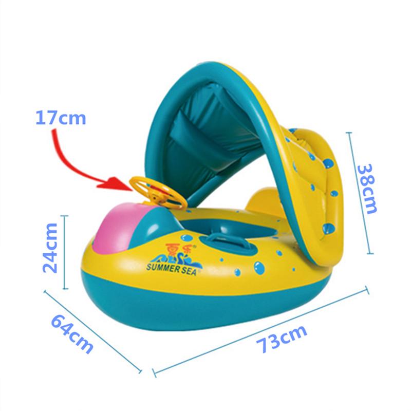 Baby Swimming Pool Ring Safety Baby Infant Swimming Float Inflatable Sunshade Seat Boat Ring Pool
