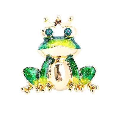 New Fashion Crown Frog Brooch Rhinestone Brooch Creative Versatile Oil Dripping Animal Corsage