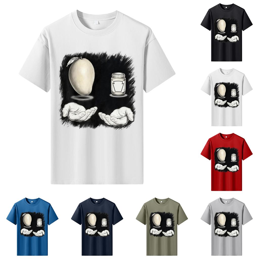 Men's Printed Short Sleeve T-Shirt Men's Loose Casual Short Sleeve Top