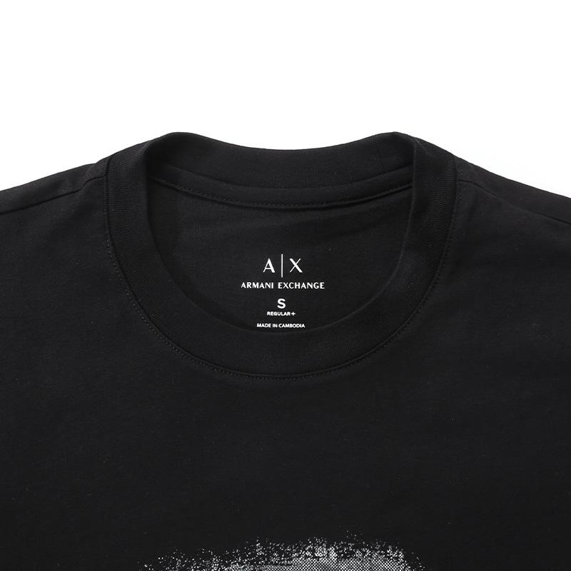 Armani Exchange SS25 Logo Printed Crew Neck T-Shirt Men tops Black XM001247-AF10356-UC001