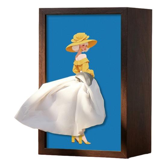 Scatola Portatovaglioli in Legno di Noce, con Disegno Artistico di Gonna da Ballerina di Balletto, Portasciugamani di Carta Multiuso per Arredamento Casa Ingresso Tavolo da Pranzo