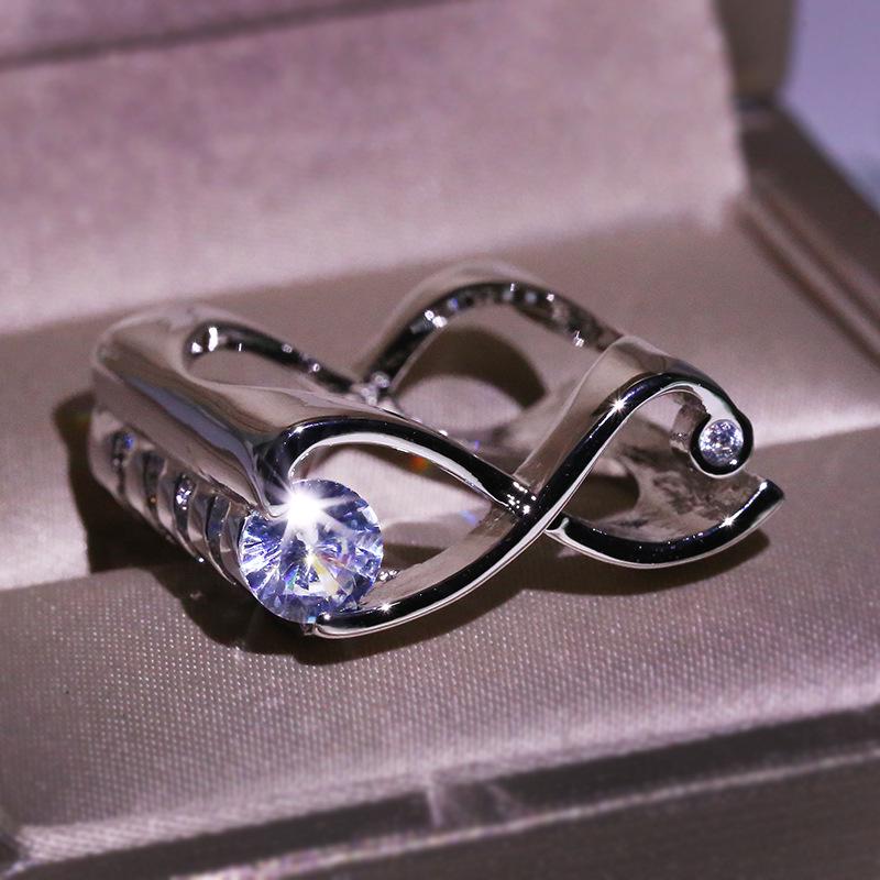 High Quality Light Mirror Polish White CZ Zircon Titanium Ring for Men and Women Wedding Party Engagement Ring