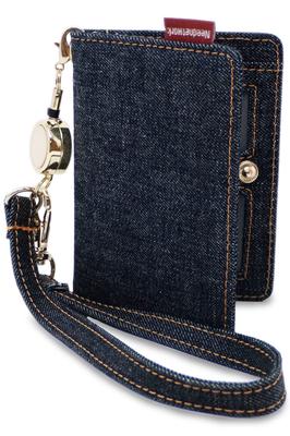 Pass Case Commuter Holder Okayama Denim Bifold with Reel Indigo Blue [Need Network] Men's