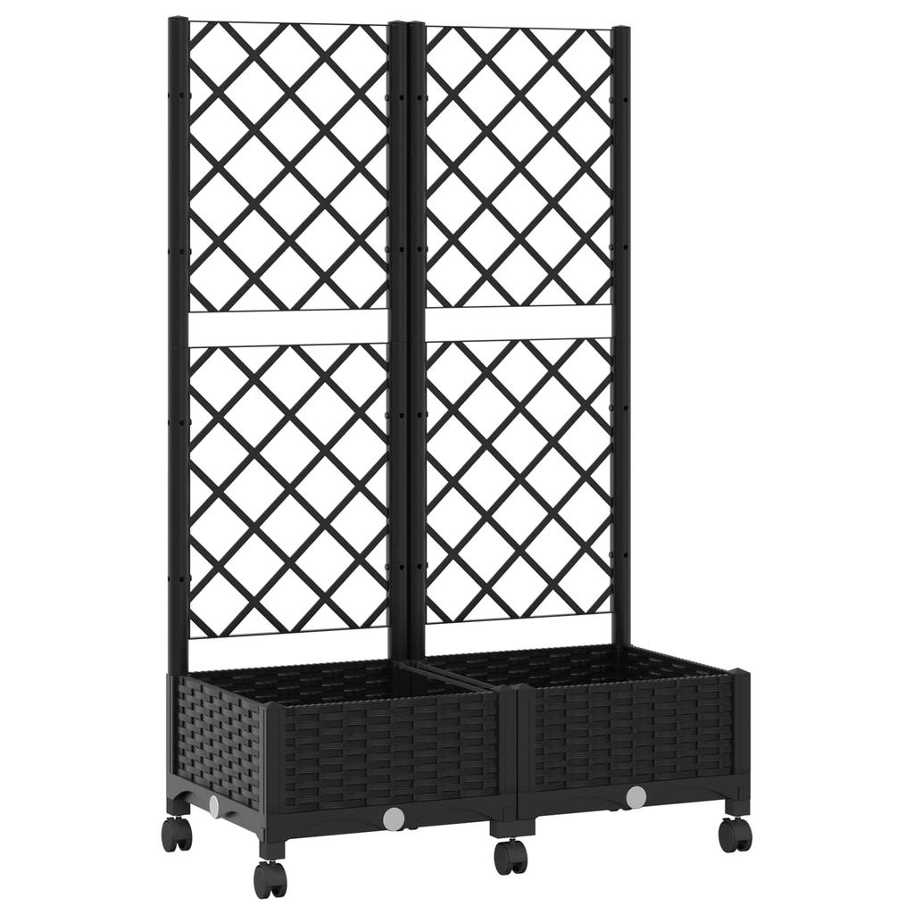 Planter with Trellis and Wheels Black 80 X 40 X 131.5 Cm