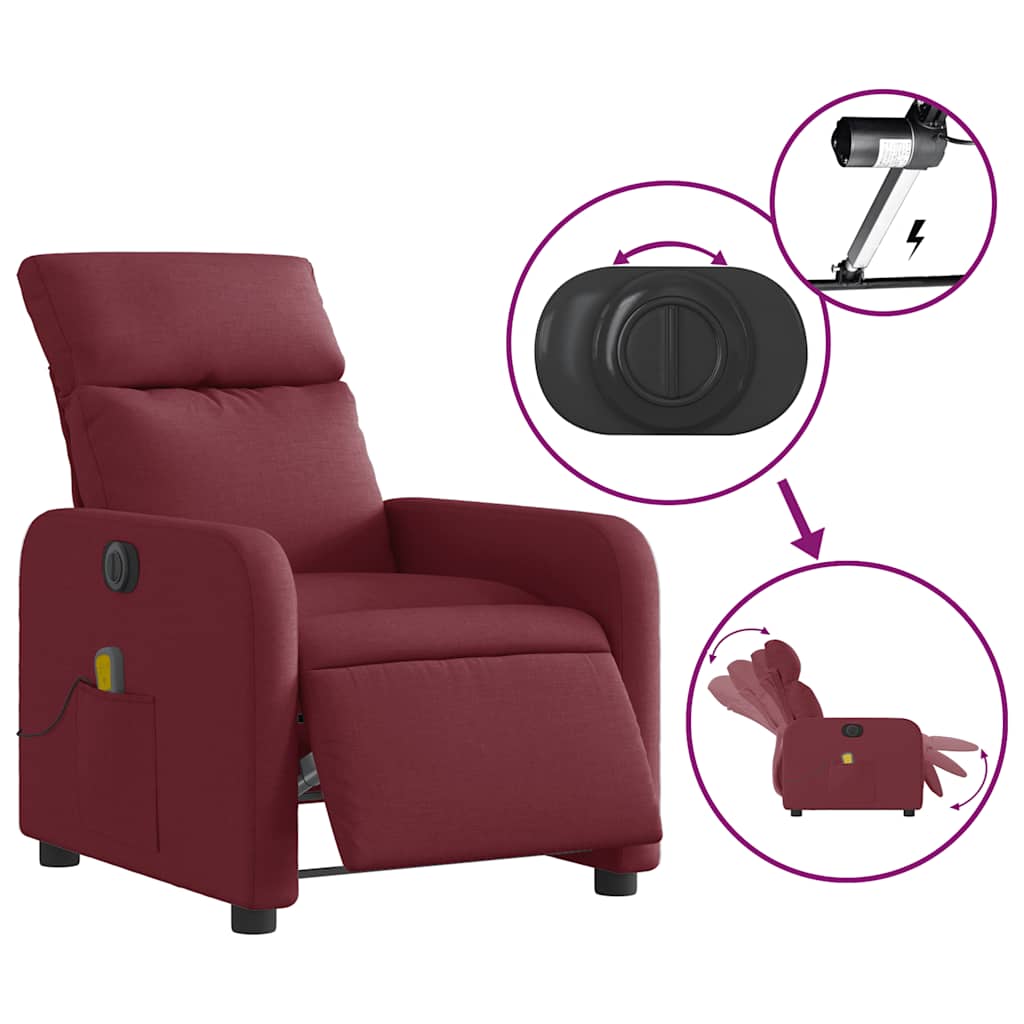 Electric Massage Chair Wine Red Fabric