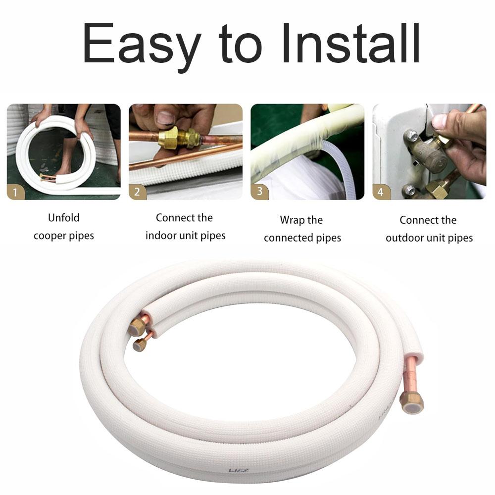 Tubo di Collegamento in Rame Alluminio per Condizionatore d'Aria 3m 5m Set Linea AC Isolato Raccordi Tubo a Spirale Coppia 1/4 3/8 1/2 5/8 Pollici