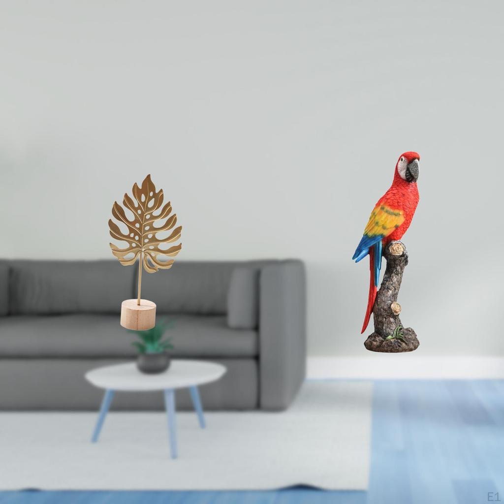 Nordic Abstract Metal Sculpture And Resin Parrot Statue Creative Bird Animal Figurine Ornament for