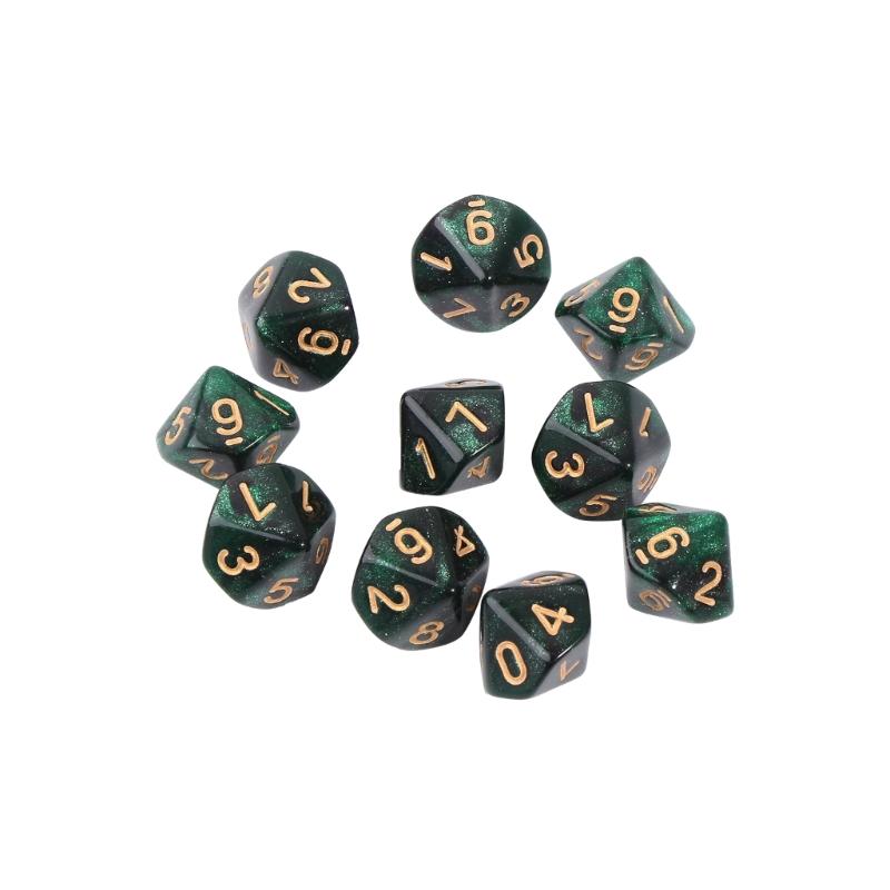 10pieces/set Acrylic Dice Set Polyhedral D10 10 Sided 15mm Dice for RPG Game Gift Party Role Play Game
