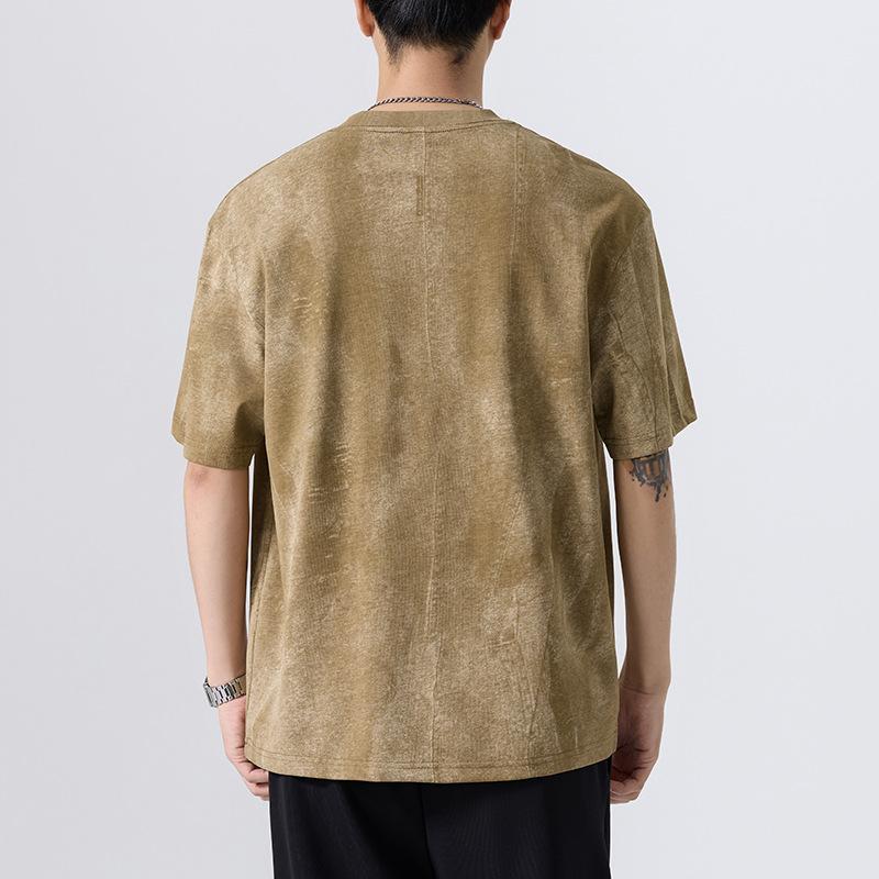 New Summer Heavy Short-sleeved T-shirt for Men Loose Large Size Retro Thin Shirt