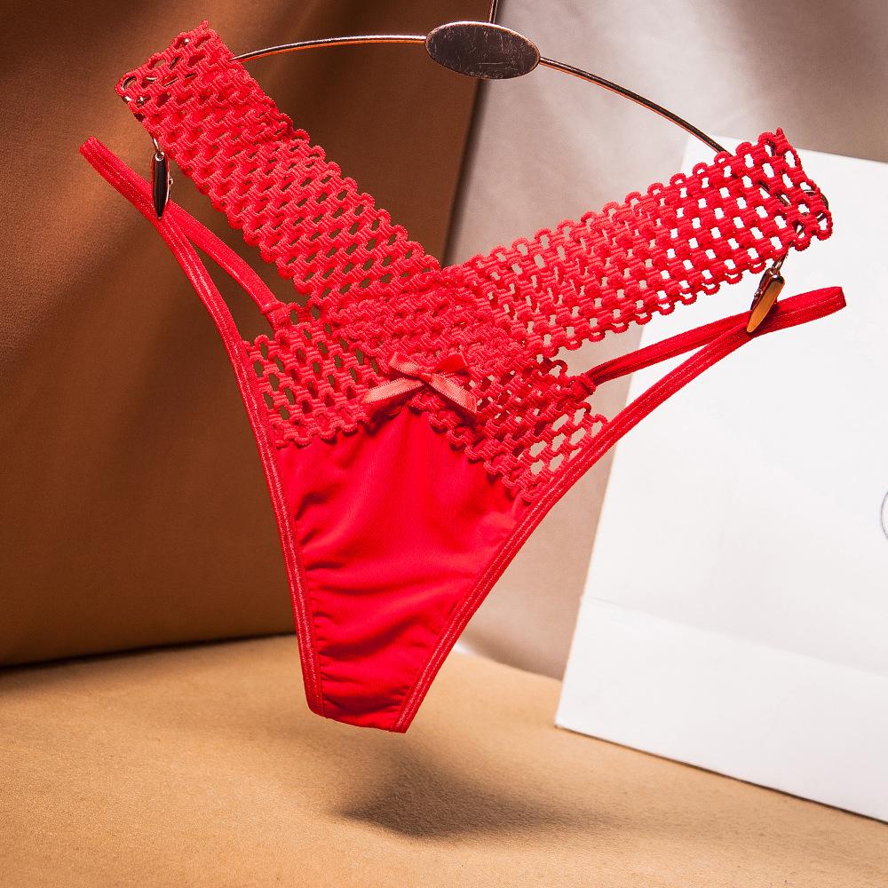 French Hollowed-Out Ice Silk Thong - Women's Fashion Low-Rise See-Through Strap Underwear