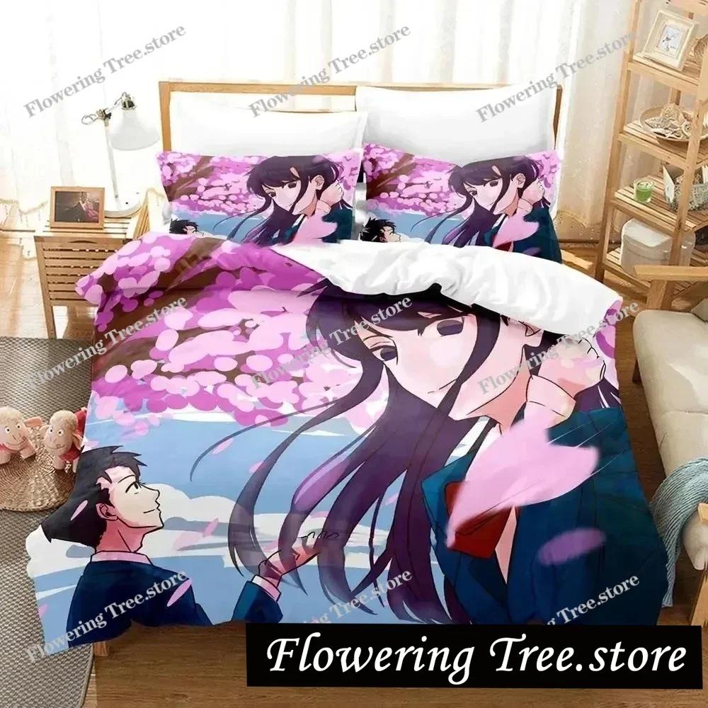 3d Anime Komi-san wa, Komyushou desu Bedding Set Boys Girls Twin Queen Size Duvet Cover Pillowcase Bed Kids Adult Home Textiles