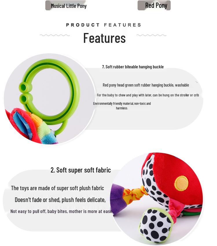 Baby Stroller & Crib Hanging Horse Toy with Pull Bell - Soothing Car Interior Ornament