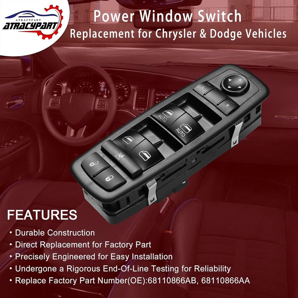 Master Power Window Switch | 3 PINS + 9 PINS Check Required | Replacement for 2012 – 2017 Dodge Ram, Grand Caravan, Chrysler Town & Country |