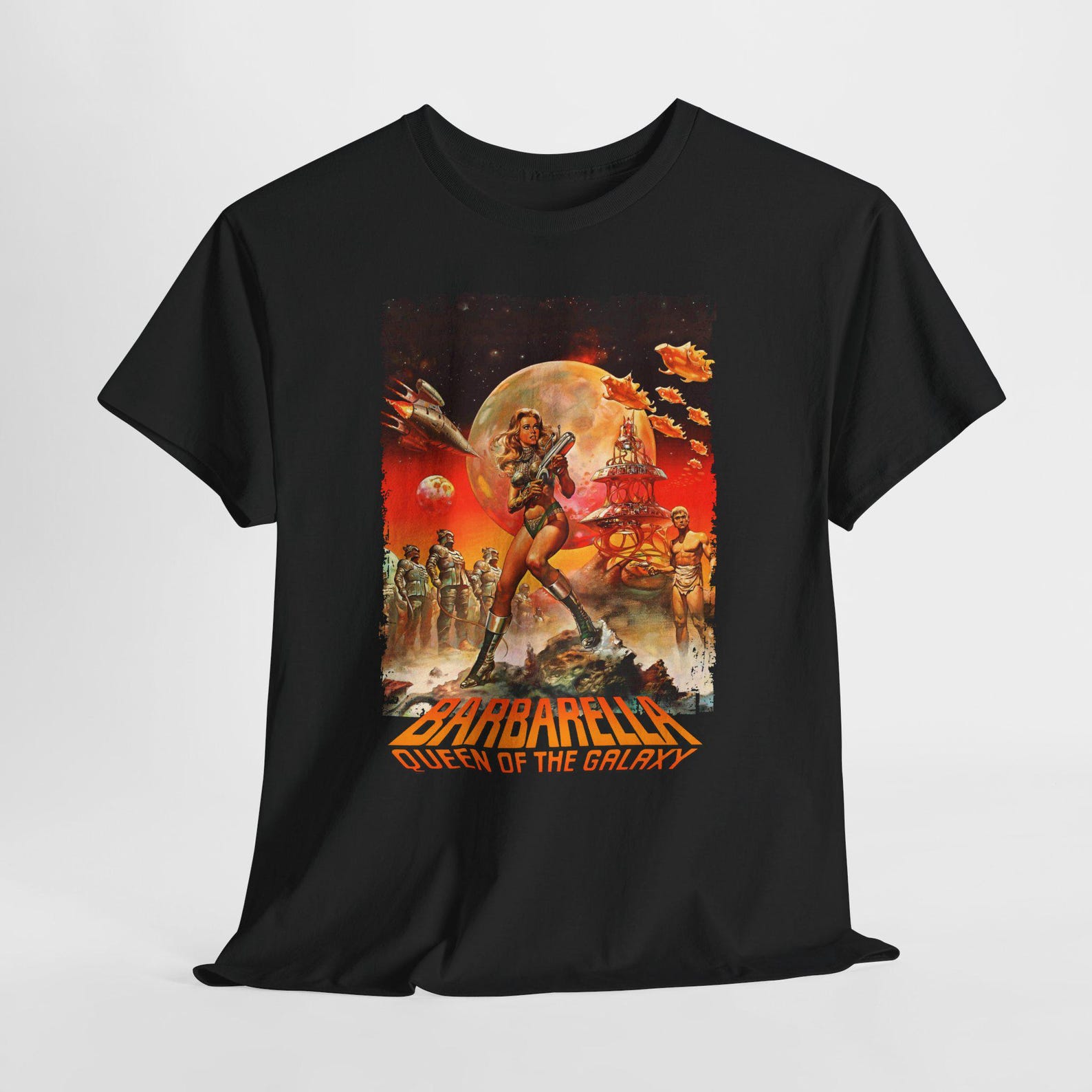 Barbarella v13 Unisex Heavy Cotton Tee, Retro Sci-Fi Graphic Tee, Vintage Space Movie T-Shirt, Sci-Fi Fan Gift, Cosmic Adventure Shirt 3XL