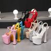 Fashion Catwalk Artifact Model High Heels Fine with Sexy Black Platform 20cm Heels Ultra-High-Heel Sandals Women's Summer