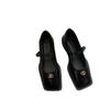 2025 Spring and Summer Versatile Single Shoes Women's Niche French Platform Small Fragrant Square Head Black Mary Jane Small Leather Shoes