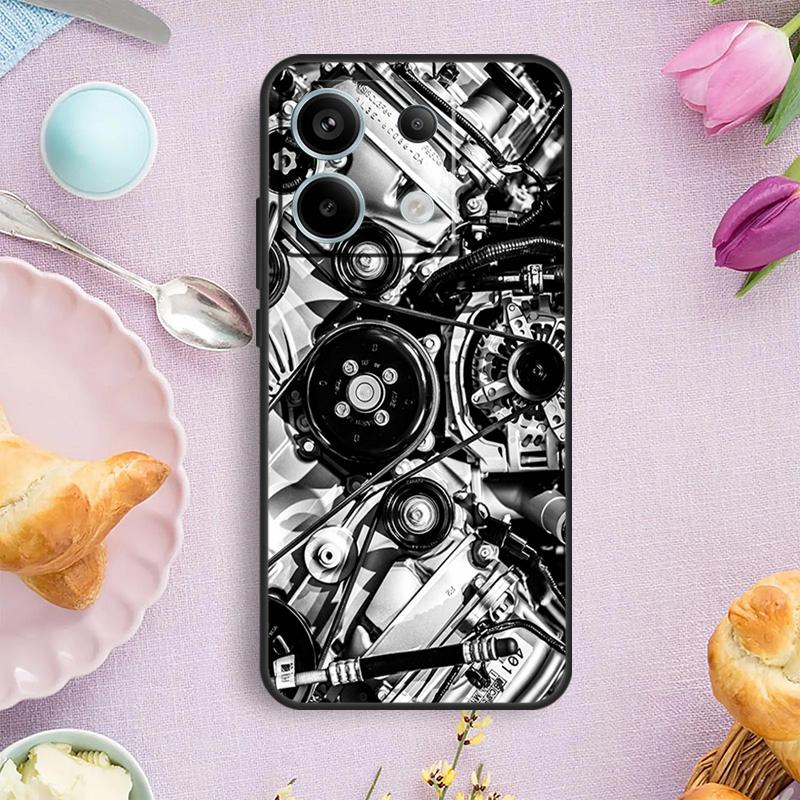 Motor Engine Motorcycle Case For Xiaomi Redmi Note 15 Pro Plus 10 11 12 13 14 Pro Cover For Redmi 14C 15C 12C 10C 13C