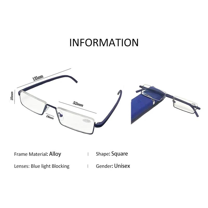 Men Women Portable Reading Glasses with Box Flexible Half Frame Anti-blue Farsighted Eyeglasses Unisex Presbyopia Eyewear +2.0
