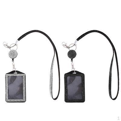 2pcs Rhinestone Lanyard with Retractable Reel