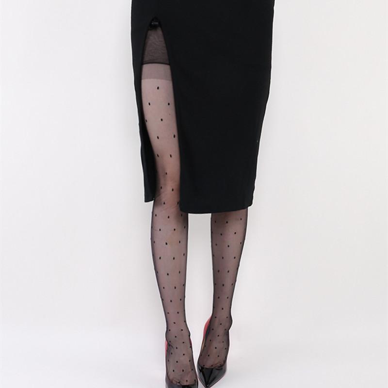 Klassische gepunktete sexy Strümpfe Nachtclub ultradünne transparente Strümpfe Gothic unelastische Damenstrümpfe für Strapshalter