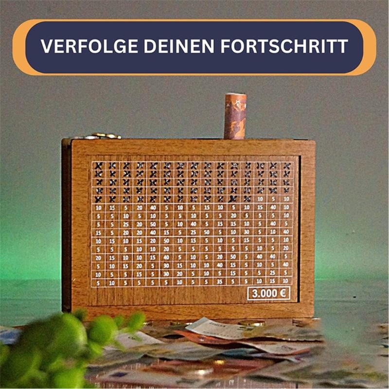 Saving Money Goal Counter Money Savings Targets and Number Wooden Money Box