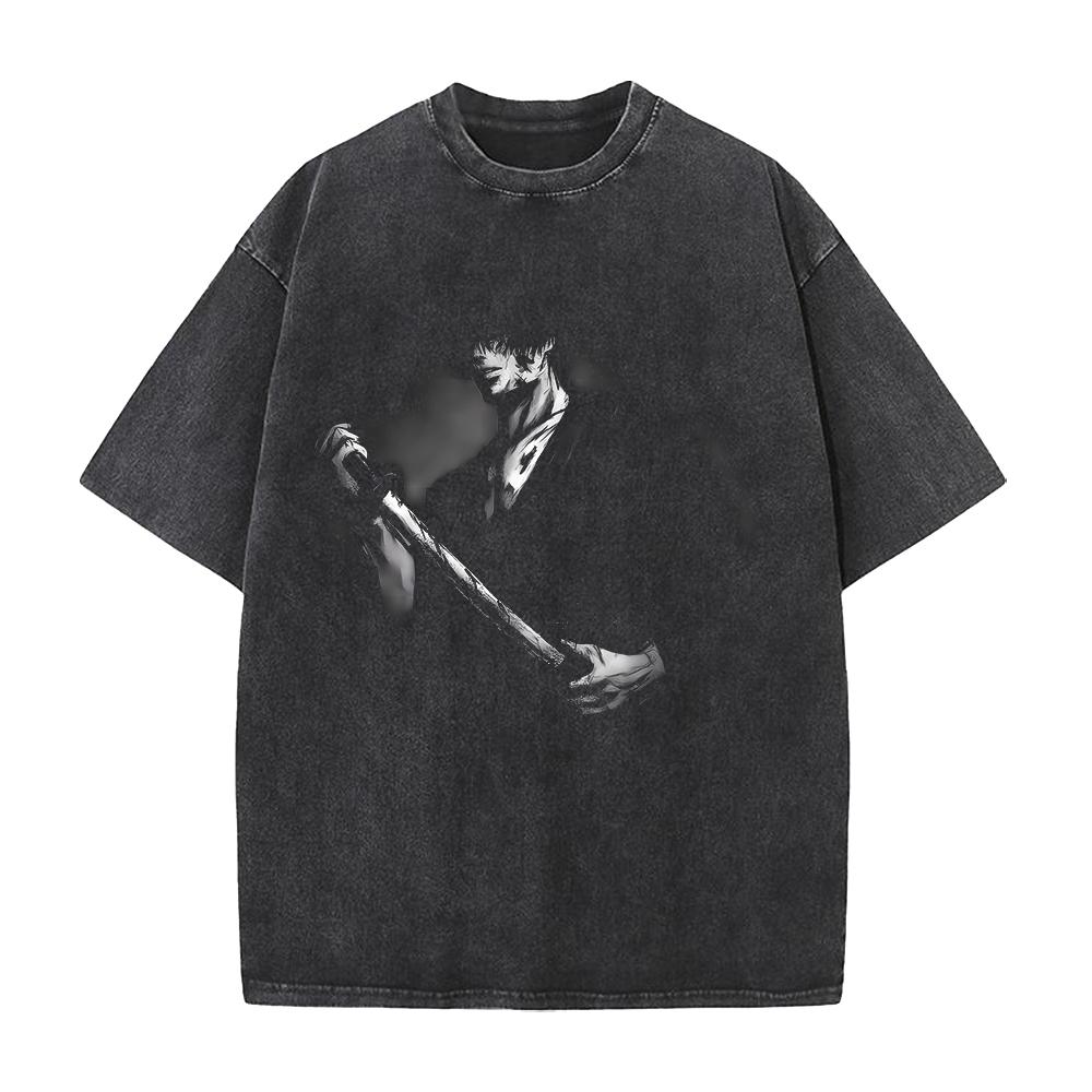 Jujutsu Kaisen Fushiguro Toji T-shirt Washed Oversized T Shirt Anime Printed For Men's Clothing Short Sleeve Tops
