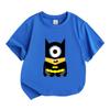 Kids Boys Girls Crew Neck Short Sleeve 100% Cotton T-Shirt, Cute Single Eye Superhero Bat Themed Cartoon Printed Casual Summer Tops for Little Childre
