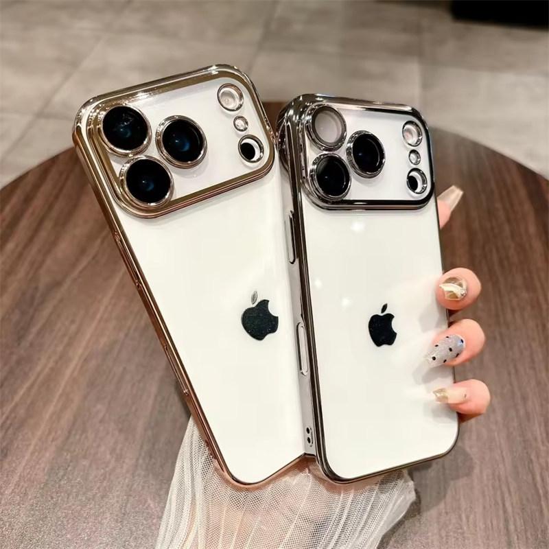 Plating Sparkling Transparent Case For iPhone 17 Air 16 15 14 Plus 13 12 11 Pro Max Shiny Glitter Bling Rugged PC Armor Cover